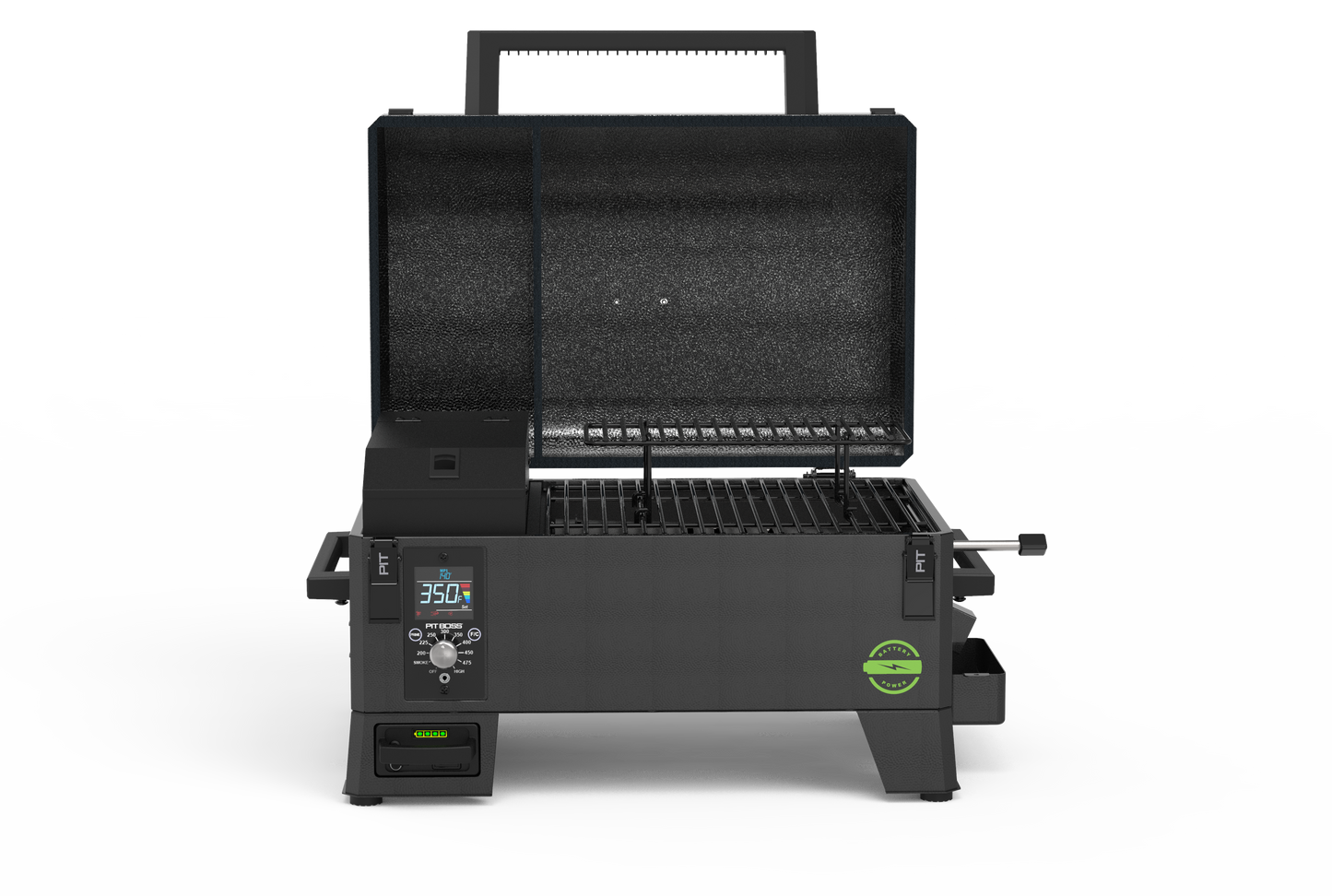 Portable Battery Powered Wood Pellet Grill w/ Black Handle